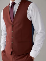 Brick Red Regular Fit Motionflex Stretch Waistcoat - Image 4 of 10