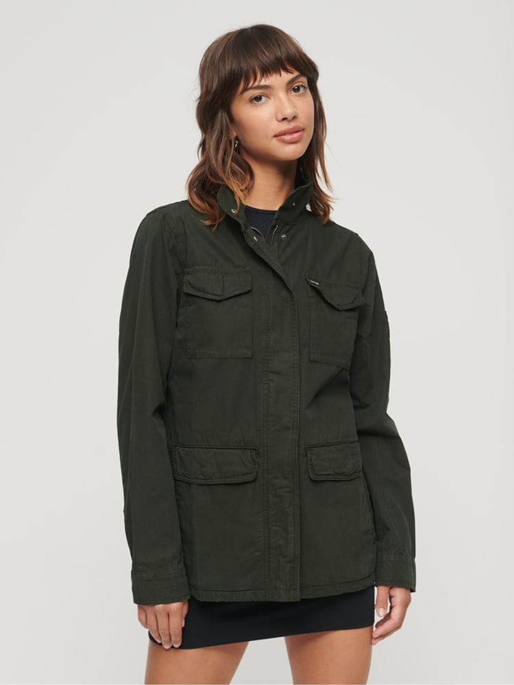 Superdry Green St Tropez M65 Embellished Military 100% Cotton Jacket - Image 1 of 6
