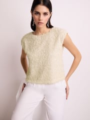 Ecru Short Sleeve Textured Top - Image 1 of 6
