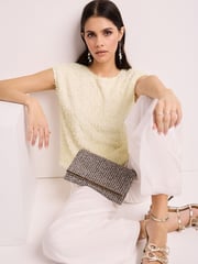 Ecru Short Sleeve Textured Top - Image 2 of 6