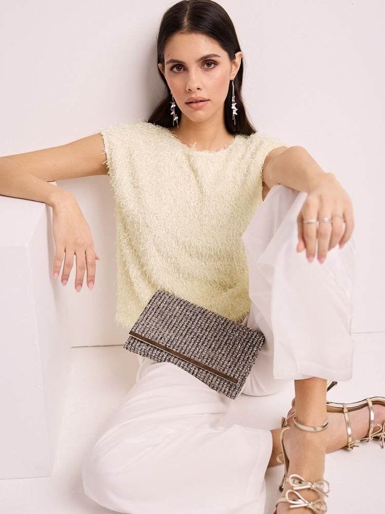 Ecru Short Sleeve Textured Top - Image 2 of 6
