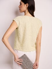 Ecru Short Sleeve Textured Top - Image 3 of 6