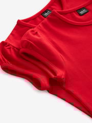 Red Puff Sleeve 100% Cotton T-Shirts 2 Pack (3-16yrs) - Image 6 of 6