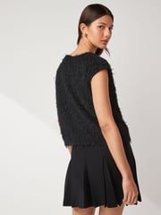 Black Short Sleeve Textured Top - Image 2 of 5