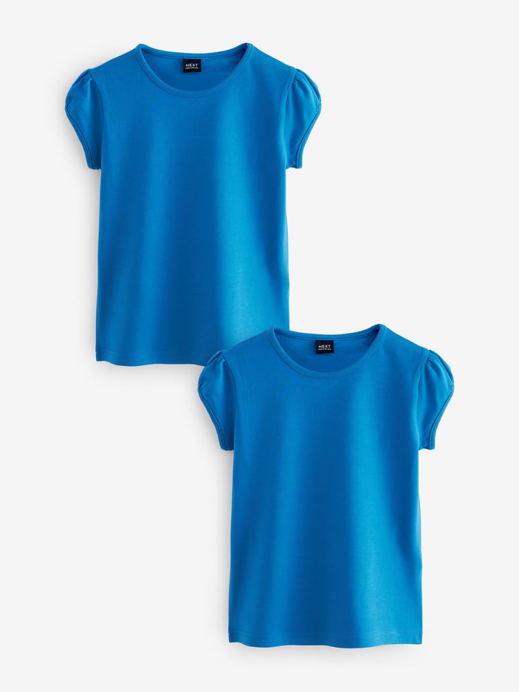 Blue Puff Sleeve 100% Cotton T-Shirts 2 Pack (3-16yrs) - Image 1 of 4