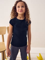 Navy Blue Puff Sleeve 100% Cotton T-Shirts 2 Pack (3-16yrs) - Image 2 of 7