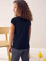 Navy Blue Puff Sleeve 100% Cotton T-Shirts 2 Pack (3-16yrs) - Image 3 of 7
