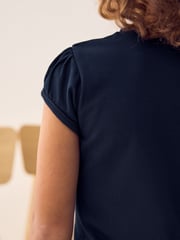 Navy Blue Puff Sleeve 100% Cotton T-Shirts 2 Pack (3-16yrs) - Image 4 of 7