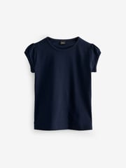 Navy Blue Puff Sleeve 100% Cotton T-Shirts 2 Pack (3-16yrs) - Image 5 of 7