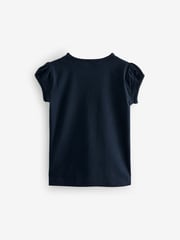 Navy Blue Puff Sleeve 100% Cotton T-Shirts 2 Pack (3-16yrs) - Image 6 of 7