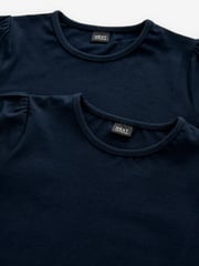 Navy Blue Puff Sleeve 100% Cotton T-Shirts 2 Pack (3-16yrs) - Image 7 of 7
