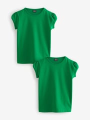 Green Puff Sleeve 100% Cotton T-Shirts 2 Pack (3-16yrs) - Image 1 of 4