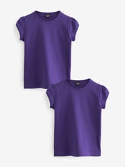 Purple Puff Sleeve 100% Cotton T-Shirts 2 Pack (3-16yrs) - Image 1 of 4