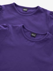 Purple Puff Sleeve 100% Cotton T-Shirts 2 Pack (3-16yrs) - Image 4 of 4