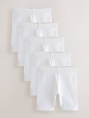 White Longer Length 5 Pack Cotton Rich Stretch Cycle Shorts (3-16yrs) - Image 1 of 5