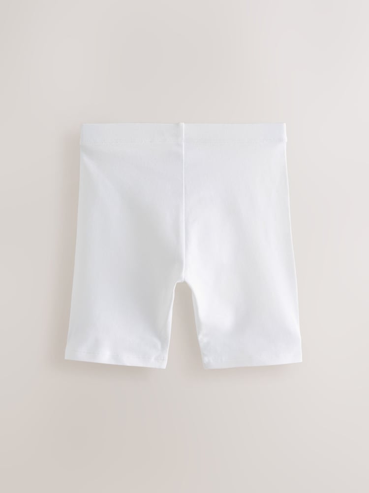 White Longer Length 5 Pack Cotton Rich Stretch Cycle Shorts (3-16yrs) - Image 2 of 5
