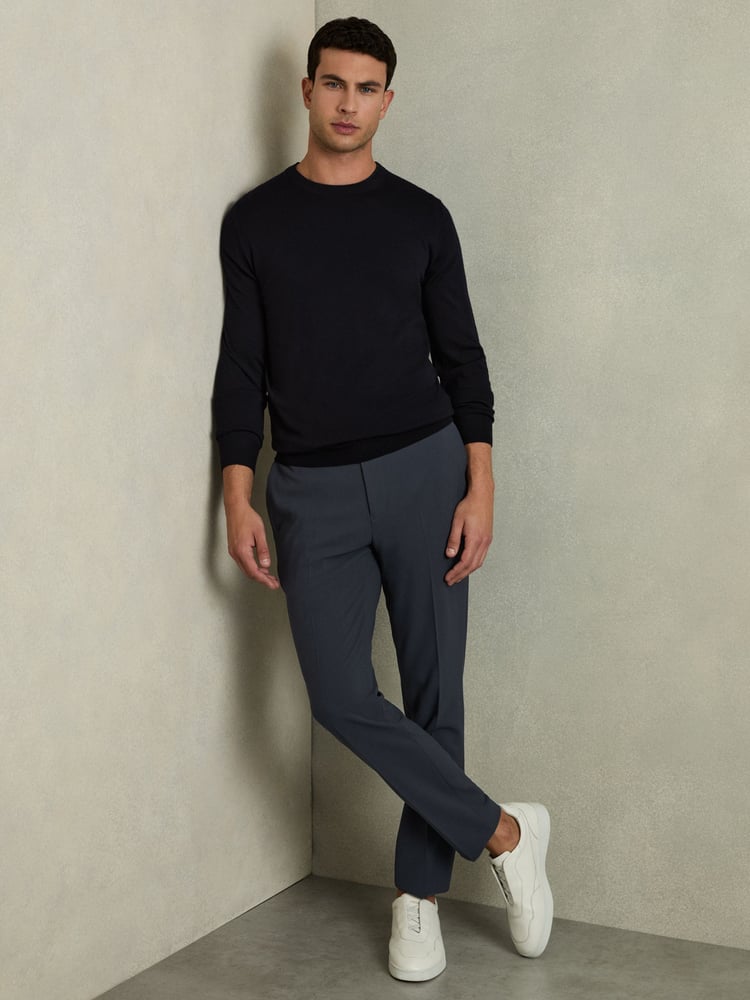 Reiss Airforce Blue Found Slim-Fit Drawstring Trousers - Image 1 of 5