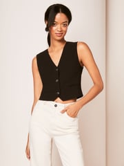 Lipsy Black Linen Button Through Waistcoat - Image 2 of 4