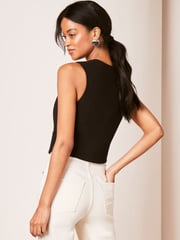 Lipsy Black Linen Button Through Waistcoat - Image 3 of 4