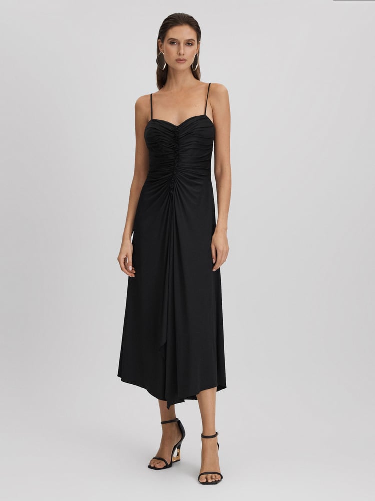 Halston Ruched Jersey Midi Dress - Image 1 of 6