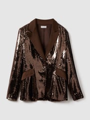 Halston Tailored Sequin Single Breasted Blazer - Image 2 of 7