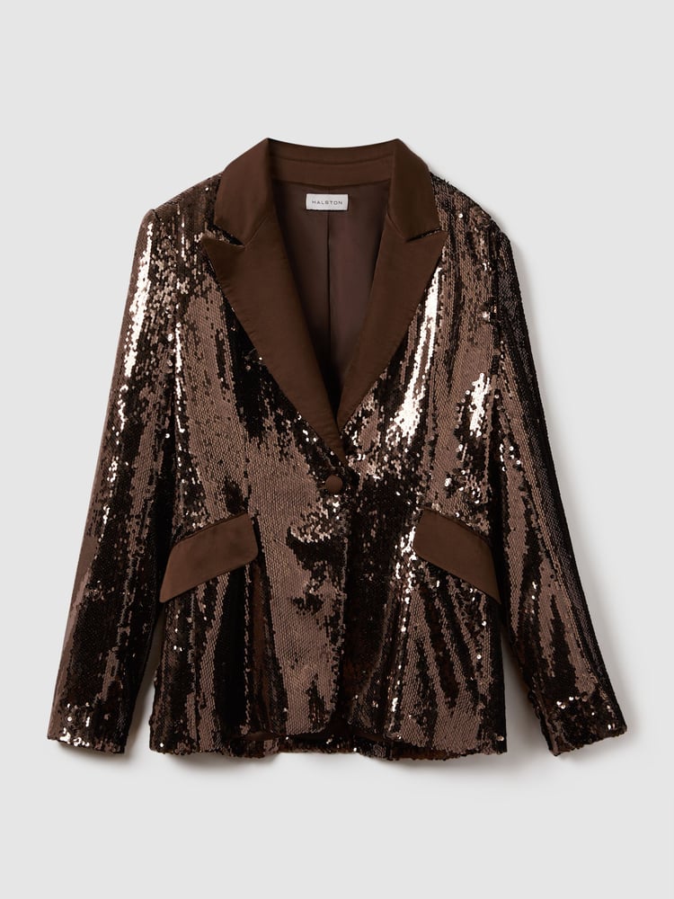 Halston Tailored Sequin Single Breasted Blazer - Image 2 of 7