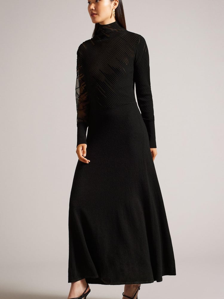 Ted Baker Leonhaa Knitted Maxi Black Dress - Image 1 of 5