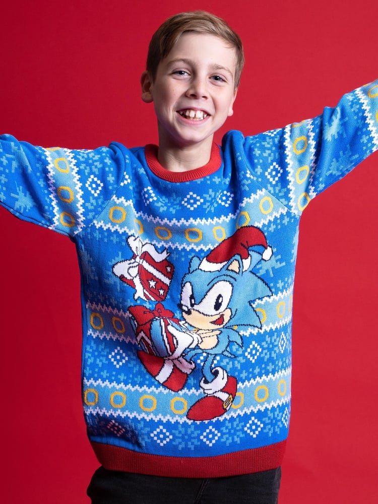 Sonic, Blau - Vanilla Underground Kinder Weihnachts-Pullover - Bild 6 von 6