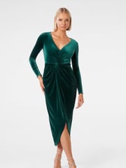 Forever New Green Sofia Velvet Twist Front Midi Dress - Image 1 of 4