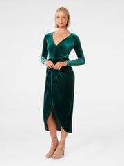 Forever New Green Sofia Velvet Twist Front Midi Dress - Image 3 of 4