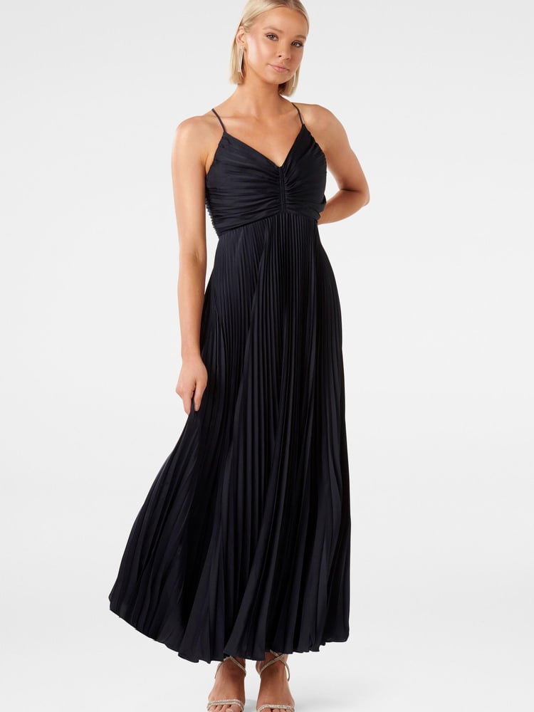 Forever New Black Geri Tie Black Pleated Dress - Image 1 of 1