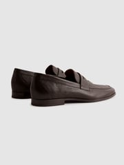 Reiss Dark Brown Bray Leather Grained Leather Slip-On Loafers - Image 4 of 5