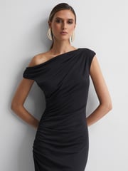 Reiss Charcoal Fern Bodycon Ruched Midi Dress - Image 3 of 4