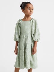 Reiss Sage Thea 4-9 yrs Jacquard Puff Sleeve Dress - Image 3 of 6