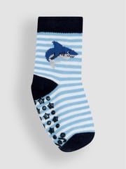 JoJo Maman Bébé Navy 3-Pack Shark Socks - Image 4 of 4
