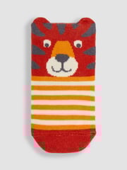 JoJo Maman Bébé Rust Orange Tiger 3-Pack Safari Socks - Image 2 of 4
