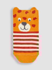 JoJo Maman Bébé Rust Orange Tiger 3-Pack Safari Socks - Image 4 of 4