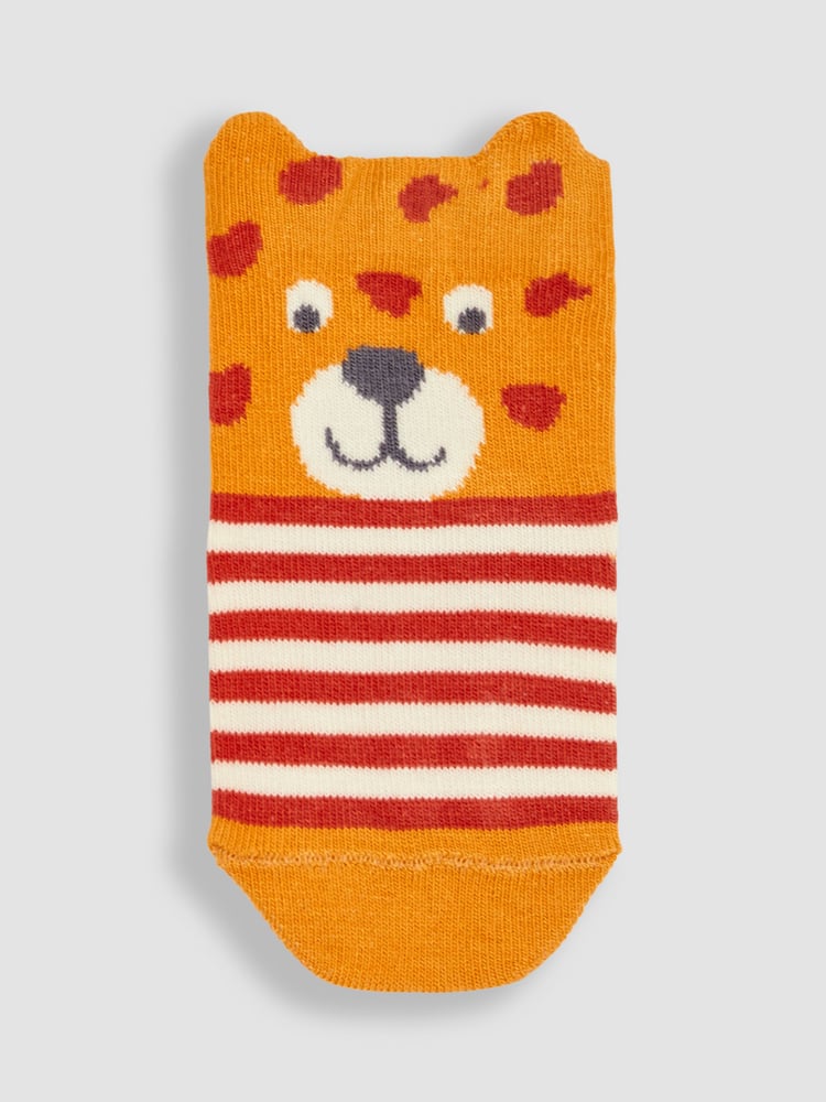 JoJo Maman Bébé Rust Orange Tiger 3-Pack Safari Socks - Image 4 of 4