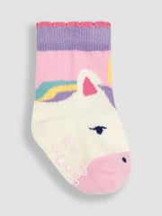 JoJo Maman Bébé Light Pink 3-Pack Unicorn Socks - Image 4 of 4