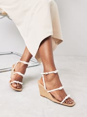 White Forever Comfort Bow Square Toe Wedges - Image 1 of 6