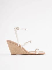 White Forever Comfort Bow Square Toe Wedges - Image 2 of 6