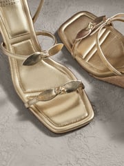 Gold Forever Comfort Bow Square Toe Wedges - Image 3 of 9