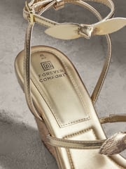 Gold Forever Comfort Bow Square Toe Wedges - Image 4 of 9