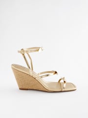 Gold Forever Comfort Bow Square Toe Wedges - Image 6 of 9