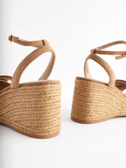 Tan Brown Forever Comfort® Leather Bow Wedges - Image 7 of 9
