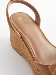 Tan Brown Forever Comfort® Leather Bow Wedges - Image 8 of 9