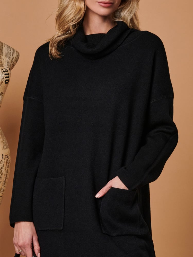 Jolie Moi Black Knitted Turtleneck Longline Jumper - Image 3 of 3