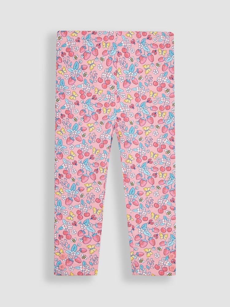 JoJo Maman Bébé Pink Strawberry Garden Floral & Blue 2-Pack Leggings - Image 2 of 7