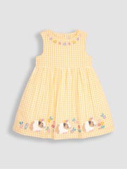 JoJo Maman Bébé Yellow Guinea Pig Appliqué Gingham Summer Dress - Image 1 of 3
