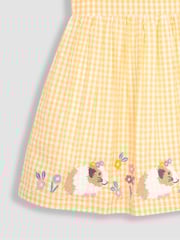 JoJo Maman Bébé Yellow Guinea Pig Appliqué Gingham Summer Dress - Image 3 of 3